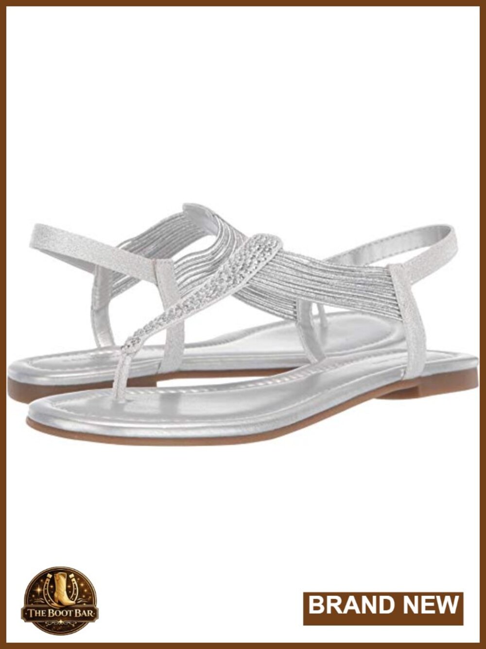 Bandolino Kayte Slip-On Slingback Flat Sandals Open Toe Rhinestone Embellished
